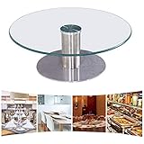 SUNESA Einfache runde Glastischplatte 20″/23″/27″/31″, Lazy Susan Plattenteller-Organizer, auffälliges Design mit Aluminiumbasis, Glatte Oberfläche und leicht zu reini