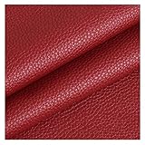 GLFYHG DIY Weiches Kunstleder PU Premium Qualität Polsterstoff Echtleder-Optik - Kunstleder - Meterware-Reparaturflicken für Möbel Sofa Sitzbezug Autositz Jacke,Weinrot, 1,4 x 1m