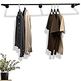 RSR Hangers Kleiderstange Industrial Design Wandgarderobe 100 cm x 30 cm für die Wand Schwarz Garderobenstange Schlafzimmer Flur Garderobe Wandmontage