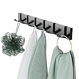 Gaderobe, Hakenleiste, Garderobenhaken schwarz, Kleiderhaken Garderobe Faltbarer Metall mit 6 Beweglichen Haken für Jacken, Mäntel, Schals, Handtaschen und Mehr, 43 x 5 cm