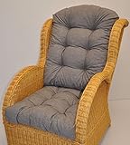 Premium Qualität - Polster / Kissen / Ersatzpolster für Rattan Ohrensessel / Rattansessel , Colore Grigio (dunkel grau)