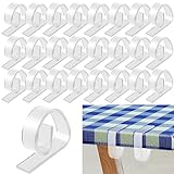 Ajerg Transparent Tischtuchklammern - 24 Stück Tischtuch Klein Klemme Kunststoff Tischdeckenklammern für Dicke, Tische, Gartentische drinnen und draußen