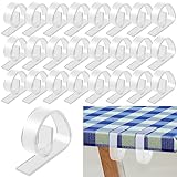 Ajerg Transparent Tischtuchklammern - 24 Stück Tischtuch Klein Klemme Kunststoff Tischdeckenklammern für Dicke, Tische, Gartentische drinnen und draußen