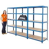 Certeo Mega Deal | 3X Schwerlastregal | HxBxT 178 x 90 x 60 cm | Tragkraft bis zu 200 kg pro Fachboden | Blau | Metallregal Kellerregal Lagerregal Werkstattregal Garagenregal