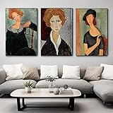 ATHFIN Vintage-Frauen-Porträt-Ölgemälde auf Leinwand, Wandkunst, abstrakte nordische Figur, Poster für Wohnzimmer, Wanddekoration, Bild, 60 x 90 x 3 cm, rahmenlos