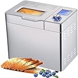 Brotbackautomat 550W Backmeister mit Automatische Zutatenbox, 25 Programme, Edelstahl Bread Maker Vollautomatische mit 13 Stunden Timing-Funktion, Sichtfenster,Die Kapazität beträgt 500g-900g