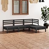 BULANED 4-TLG. Garten-Lounge-Set, Gartenmöbel Set, Balkon Möbel, Balkon Lounge, Gartenlounge, Gartensofa, Möbel Für Balkon, Loungesofa, Massivholz Kiefer Schwarz