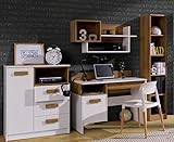 Design Möbel Möbel für Jugenzimmer Arbeitszimmer Büromöbel komplett Set Kommode mit Schubladen Schreibtisch Hängendes Regal Bücherregal Gustavo 03