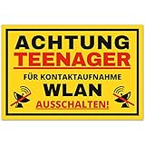 Vorsicht Teenager Schild (30 x 20 cm) - Lustiges Geschenk für Teenager zur Jugendweihe oder zum Geburtstag -Türschild als Teenager Zimmer Deko - Für Jungen und Mädchen