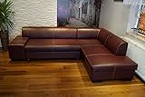 Quattro Meble Ecksofa London II 275 x 200 Weinrot Echtleder mit Ziernaht Sofa Couch mit Schlaffunktion und Bettkasten Echt Leder Eck Couch große Farbauswahl