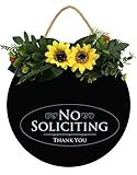 Geroclonup No Solilciting Thank You Schild No Soliciting Yard Schild für Zuhause/Haus, lustiges Schild für Veranda, Türdekoration, Holzdruck, Dekor für Haus, zum Aufhängen, 28 cm
