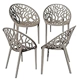 TRISENS Gartenstuhl Kunststoff Stapelstuhl Bistrostuhl Küchenstuhl Stuhl Stapelbar, Farbe:Taupe, Menge:4 St.