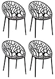 CLP 4er-Set Gartenstuhl Hope Aus Kunststoff I 4 x Wetterbeständiger Stapelstuhl Mit max 150 KG Belastbarkeit, Farbe:schwarz