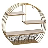 Regal Wand Holz Metall Rund Gold