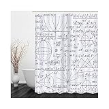 Duschvorhänge 180x200, Shower Curtains Polyester Schwarz Weiß Grau Mathematische Formel Duschvorhang Bad Vorhang Badezimmer Deko