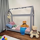 PINEEA Hausbett 80x160 - Kinderbett Haus aus Kiefernholz - Kinder Bett 80x160cm mit Lattenrost für Jungen & Mädchen - Haus Bett Leicht zu Montieren - Unterstützt Kreativität