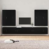 Hommdiy Wohnwand 8-TLG Wohnwand TV-Schrank-Set Schwarz Holzwerkstoff