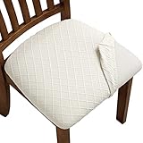 YISUN Jacquard Esszimmerstuhl Sitzbezüge, Stretch Spandex Keine Rückenlehne Esszimmerstuhl Sitzschutzbezug Abnehmbar Waschbar für Bürohochstühle, beige, 6 pcs