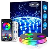 Ustellar Led Strip 10m Wasserdicht aussenbereich, RGB led schlauch Streifen Bluetooth Music Sync, Farbwechsel außen 24v Led Lichterkette Fernbedienung lichtband für Party, weihnachten halloween