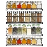 Gewürzregal Wand 4er Set,Hängend Küchenregal Ohne Bohren,Küche Gewürz Organizer,Gewürzregal Klebend,Gewurzregalsystem,Wandregal für Küche, Schranktür, Deco, Badzimmer，29 x 6.5 x 6.5cm, Schwarz