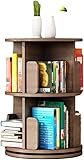 MIXMEY Vertikales Bücherregal Bücherregal Drehbar 360, multifunktionales Holz Drehbares Bücherregal Freistehend Kinder Eckregal Aufbewahrungsregal (Größe: 46 x 195 cm, Farbe: Holz)