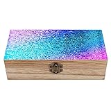 OTRAHCSD Quadratische Holzbox, Glitzer-Pailletten-Punkt, Holz-Aufbewahrungsbox, dekorative Holzkiste für Sammlerstücke