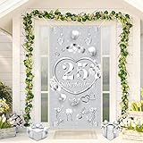 VICSOM Silberhochzeit Tür Banner, Silberhochzeit Deko, 25. Hochzeitstag Banner, 25.Jubiläum Banner Silberhochzeit Hintergrund, Silberhochzeit Tür Wand Dekoration 25 Hochzeitstag Dekoration