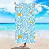 AMDXD Mikrofaser Strandtücher Groß für Männer, 3D Blumen Muster Saunatücher für Relaxliege Blau Duschtuch Duschtücher für Strand/Poolside/Strandstühle, 70x150CM