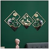 Fikujap 3pcs Modern Stil Wanddeko Metall Set, 3D Metall Wandschmuck, Wandobjekt Blätter Wanddekoration für Wohnzimmer Schlafzimmer Kunstwerk Hotel Dekor,B