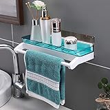 Moderner Badezimmer-Duschkorb, kein Bohren, Dusch-Organizer, Aufbewahrungskorb, Wandmontage, Handtuchhalter, Handtuchstange, Regal, Blau