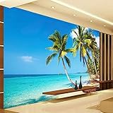 3D Fototapete Landschaft Papier Sonne Meer Strand Kokosnuss Wandtapete Wohnzimmer Schlafsofa Zimmer Tat Hintergrund 3d Tapete Wanddekoration fototapete wandbild Schlafzimmer Wohnzimmer-150cm×105cm