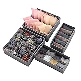 SHUIBIAN 4er Set Organizer für BHs und Unterwäsche,Schrank Organizer und Schubladen Ordnungssystem,Faltbare Aufbewahrungsbox für Socken, Unterwäsche, Höschen, Krawatten