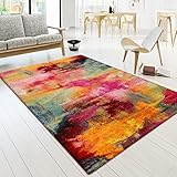 Paco Home Teppich Wohnzimmer Schlafzimmer Jugendzimmer Kurzflor Modern Vintage Bunt Abstrakte Muster, Grösse:200x290 cm, Farbe:Mehrfarbig 5