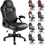 TecTake Bürostuhl ergonomisch, Schreibtischstuhl für Home Office, Büro oder Wohnzimmer, Gaming Stuhl mit Schalensitz und ergonomischem Design, Diverse Farben - schwarz