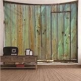 Banemi Wandteppich 240x220, Tapestry Goth Grün Braun Polyester Holzbretter Wandteppich Wall Decoration