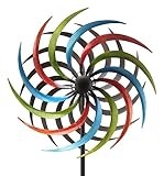 finehomegarden Windrad XXL ArtFerro Windspiel Gartenstecker Gartendeko Metall H185cm Ø48cm bunt Garten Deko