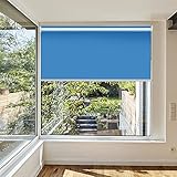 RYNS Verdunkelungsrollo Seitenzugrollo 130x200cm Sonnenschutz Deckenmontag Verdunkelungsrollo Fensterrollo Doppelrollo Klemmrollo für Fenster und Türen,Anpassbar, Dunkelblau