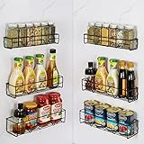 Vtopmart gewürzregal wand aus Metall, 6er Gewürz Organizer ohne Bohren, hängend mit Klebebändern für Küche, Schrank, Schranktür, Speisekammertür