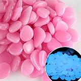 100/200 Stück im Dunkeln leuchtende Gartenkiesel für Gehwege und Gehwege. Aquarium-Dekor und Pflanzen, leuchtende Steine, hellviolett, 200 Stück