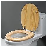 Klobrille, Holz Wc-Sitz, Wc Brille mit Absenkautomatik, Umweltfreundlich, Einfach Zu Installieren, Leicht Zu Demontieren, Robuste Metall-Scharniere, Klobrille Belastbar Bis 150 Kg(Color:Hellbraun)