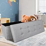 TOUCH-RICH Ottomane, zusammenklappbar, mit gepolsterter Sitzfläche, Leinenstoff, Fußstütze, Memory-Schaum, 109,2 x 38,1 x 38,1 cm