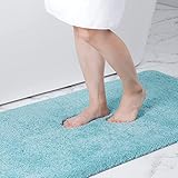 Homaxy Badezimmerteppich rutschfest Waschbar Badematte Weich Flauschig Badteppich Shaggy Hochflor Mikrofaser Badvorleger – 50 x 80 cm, Hellblau