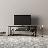 [en.casa] TV Board Isokyrö Fernsehtisch mit Ablagefach Lowboard 120 x 40 x 40 cm Sideboard Metall Schwarz matt