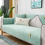 Suuki sofaläufer,Sofa Überdecke,überzug für Sofa,Katzenstickerei Sofasitzbezug für Haustiere,Hunde,universelle Sofakissenbezüge aus Maissamt,Rutschfester Sofaschoner für Ledercouch-Grün_70 * 70 cm