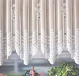 heimtexland Gardine Store Bogenstore Jacquard Blumenmuster weiß mit Kräuselband/Universalschienenband HxB 145x300 cm für Fensterbreite 100-130 cm TOP QUALITÄT …auspacken, aufhängen, fertig! Typ127