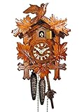 Original Schwarzwälder Kuckucksuhr/Schwarzwald-Uhr (Zertifiziert), 1-Tag-Werk, mechanisch, 24 cm, 5 Laub, 1 Vogel, Kukusuhr, Kukuksuhr, Kuckuksuhr (schönes Weihnachts-Geschenk)