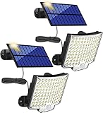 MPJ Solarlampen für Außen, 106 LED Solarleuchte Aussen mit Bewegungsmelder, IP65 Wasserdichte, 120°Beleuchtungswinkel, Solar Wandleuchte für Garten mit 5m Kabel-2 Stücke