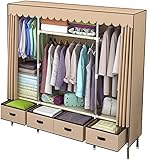 Tragbarer Kleiderschrank aus Stoff,Eckschrank,tragbarer Stoff-Kleiderschrank,einfarbig,offener Kleiderschrank für Schlafzimmer mit Aufbewahrungsschrank im Schubladen-Design,168 x 165 x 45 cm