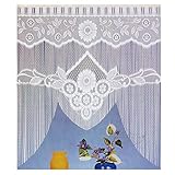 heimtexland Gardinen, Vorhang, Fadenstore-Fensterbild in M-Bogenform mit Stangendurchzug, Farbe Weiß, Höhe 110cm x Breite 100cm für Fensterbreite 85-100cm