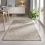 Taracarpet Gewalkter Handwebteppich Helsinki aus hochwertiger Schurwolle hergestellt in der EU fürs Wohnzimmer, Esszimmer, Schlafzimmer und die Küche geeignet 140x200 cm Sand